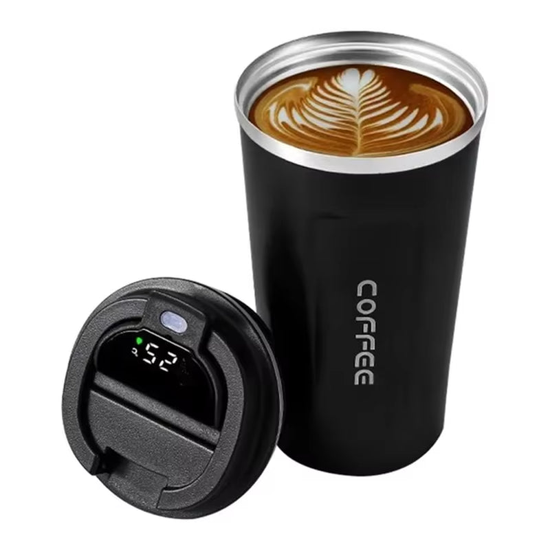 510Ml Insulated Coffee Cup Stainless Steel Coffee Cup Temperature Display Vacuum Flask Insulated Roller Thermos Cup Water Bottle