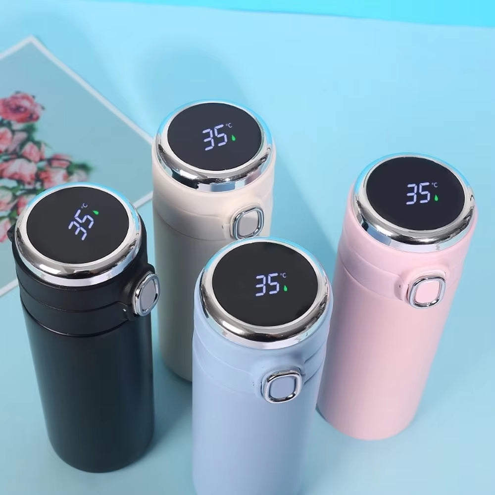 1Pc 400ML Smart Thermos Stainless Steel Water Bottle Led Digital Temperature Display Coffee Thermal Mugs Intelligent Insulation