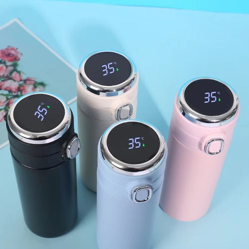 1Pc 400ML Smart Thermos Stainless Steel Water Bottle Led Digital Temperature Display Coffee Thermal Mugs Intelligent Insulation